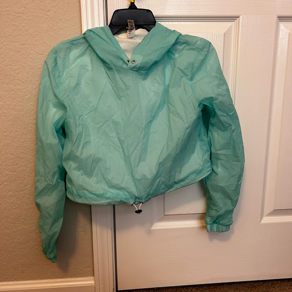 54. American apparel cyan blue cropped rain coat